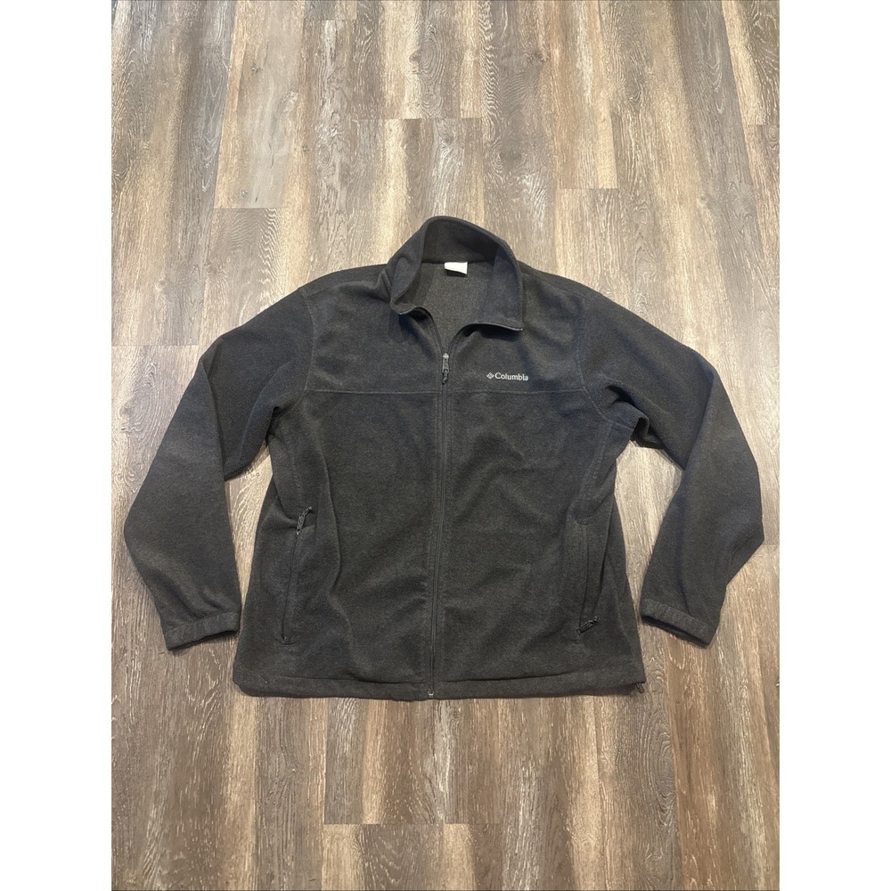 Columbia Full Zip Fleece Jacket Men's XL Black Gray Outdoor Hiking WM3220